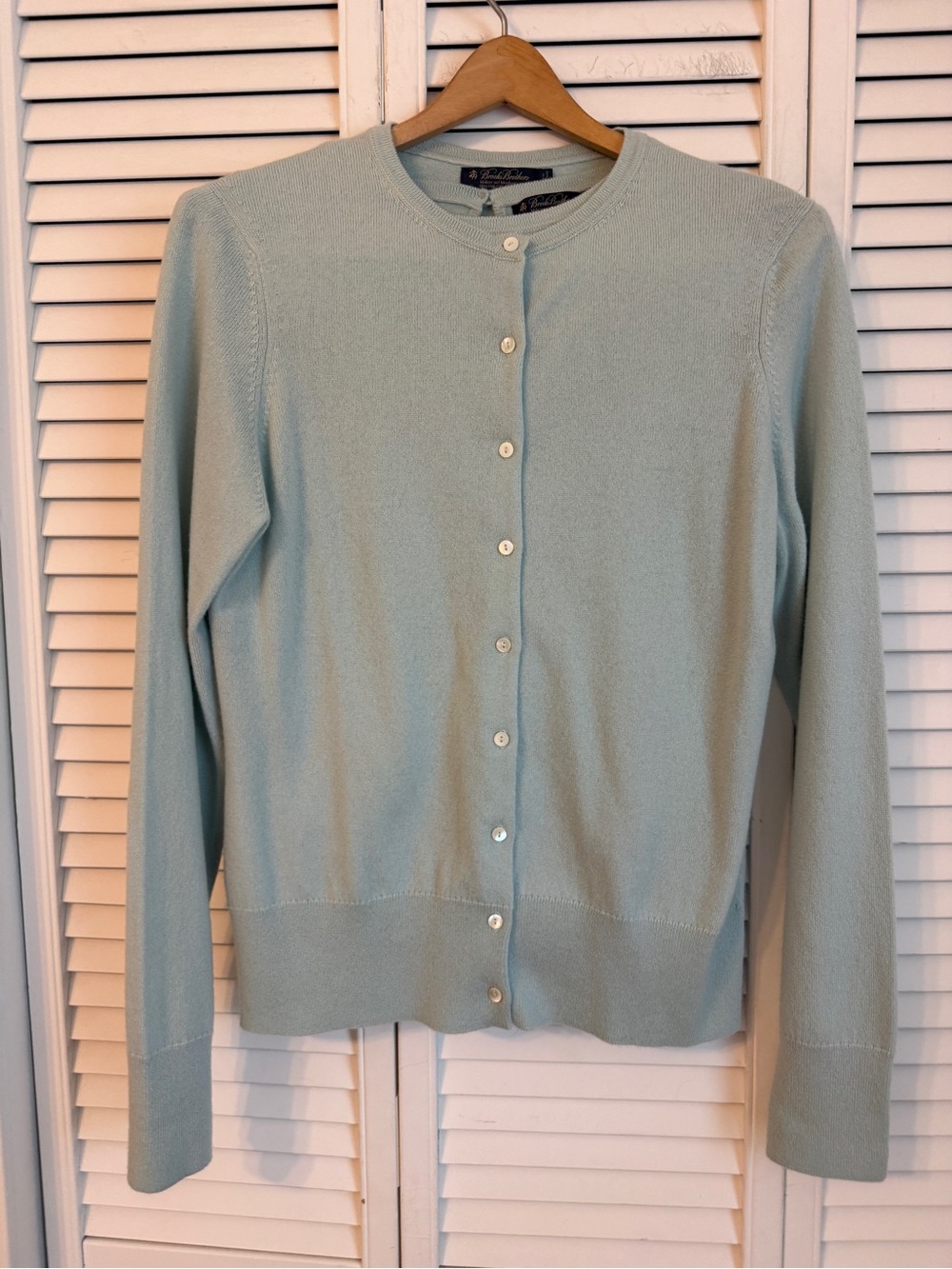 Brooks Brothers Italian Cashmere Button Cardigan Sweater Set Blue Crew Neck Tank